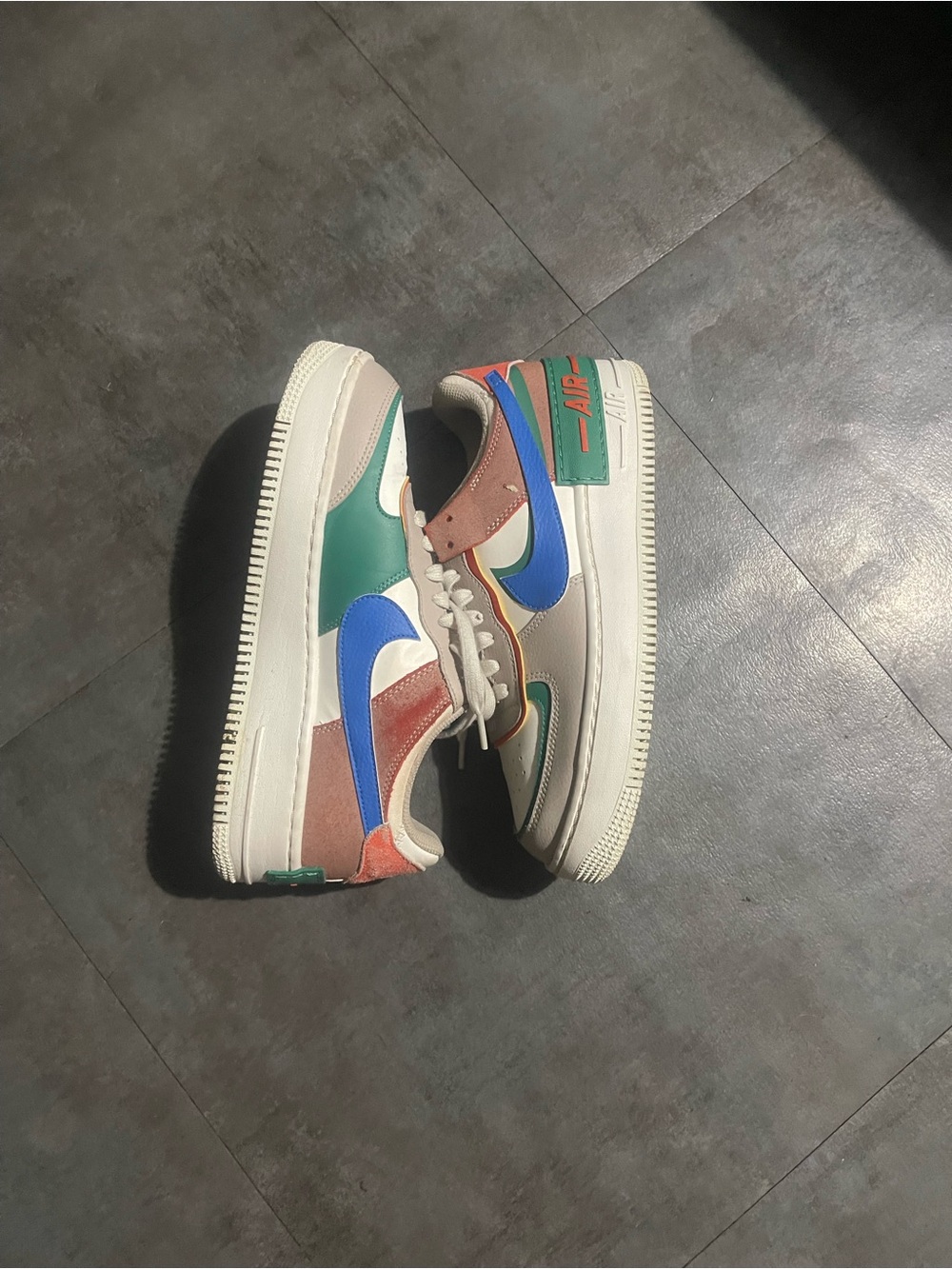 Nike Low-Top Sneakers in Cream, Blue, Green, Rust and Tan